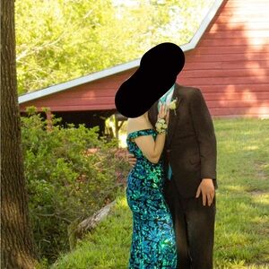 Elegant Blue and Green Prom Dress